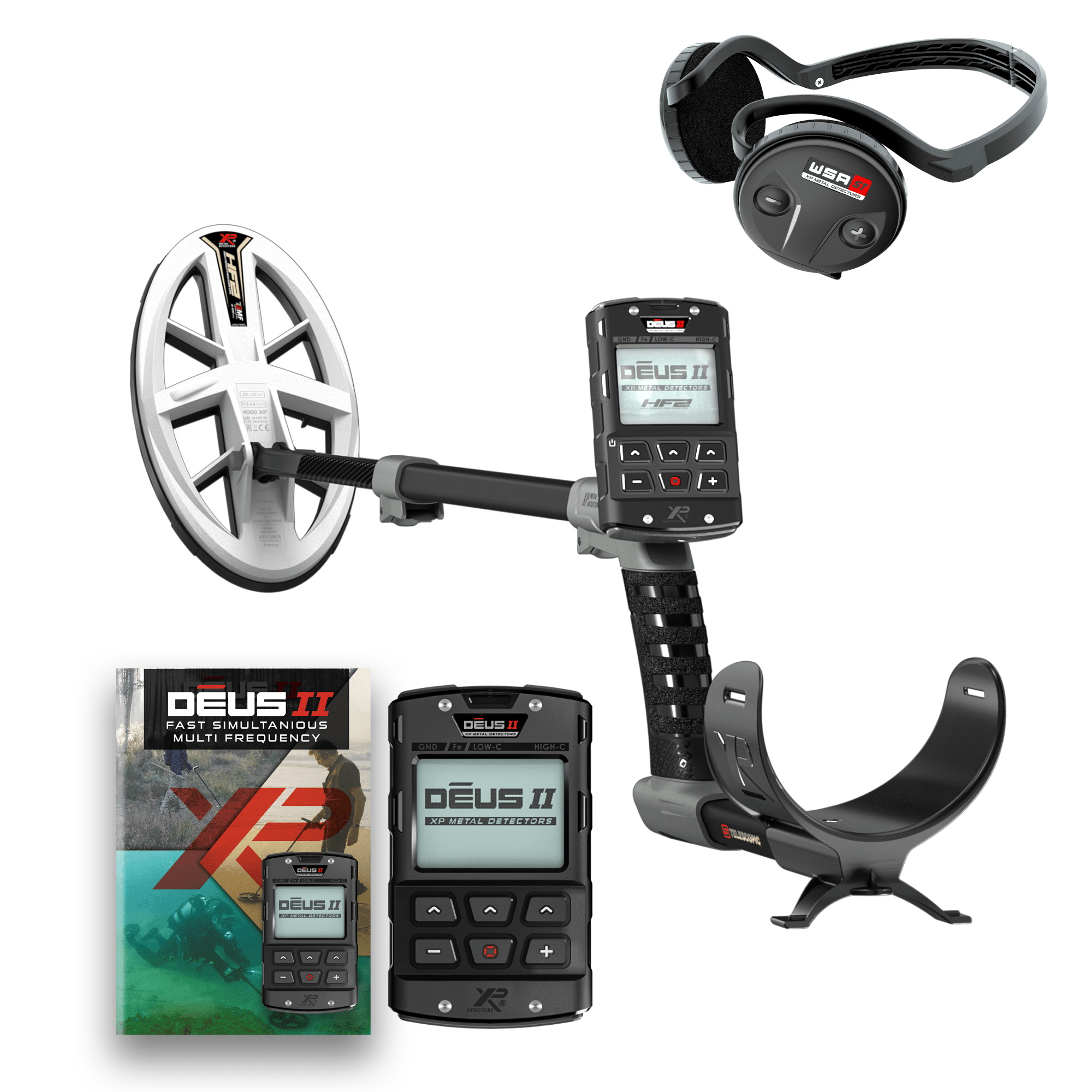 XP DEUS II Gold Metal Detector with Elliptical FMF Coil, Remote & WSA II XL Headphones