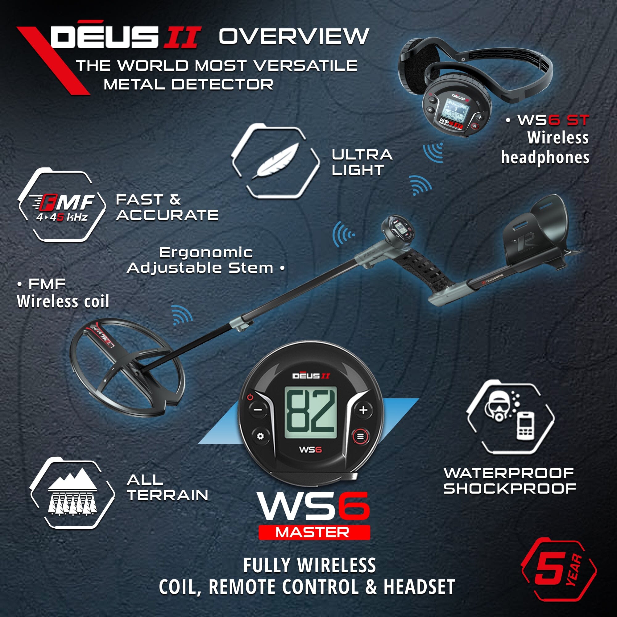 XP DEUS II WS6 Master Metal Detector with 11" FMF Coil