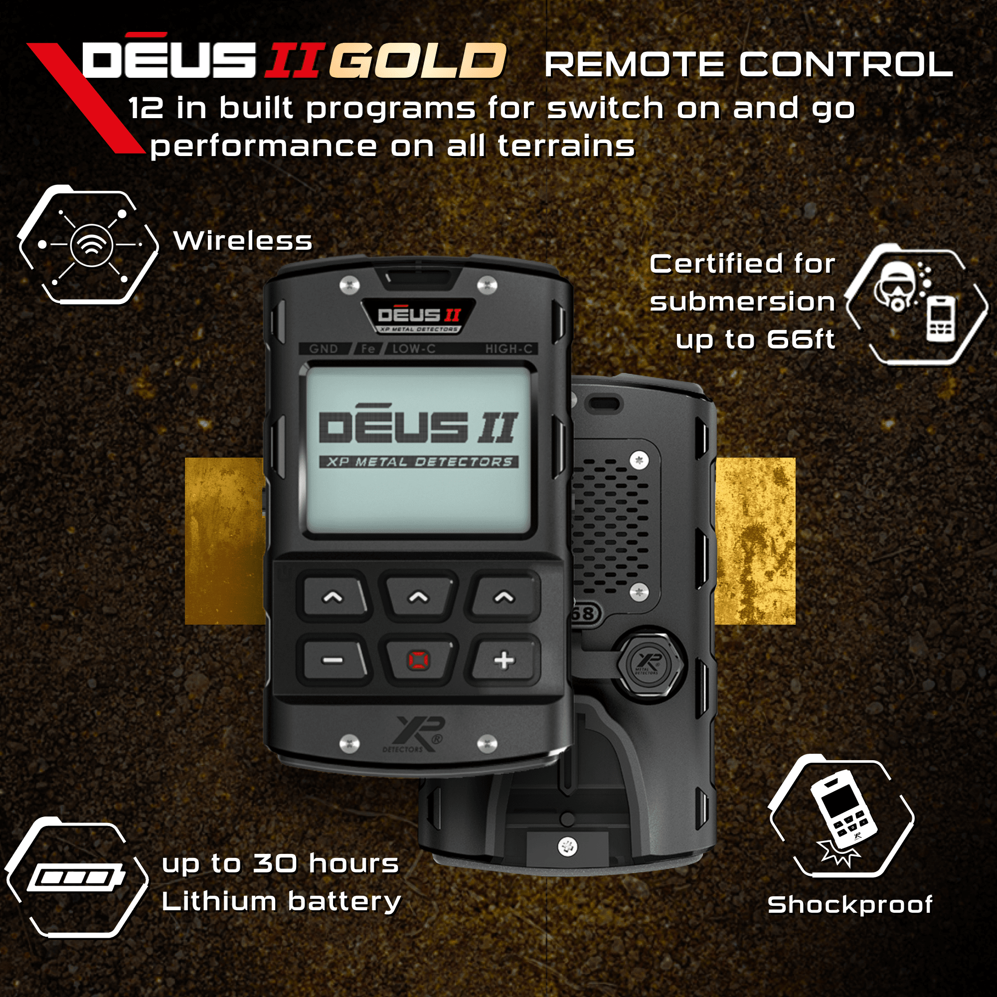 XP DEUS II Gold Metal Detector with Elliptical FMF Coil, Remote & WSA II XL Headphones