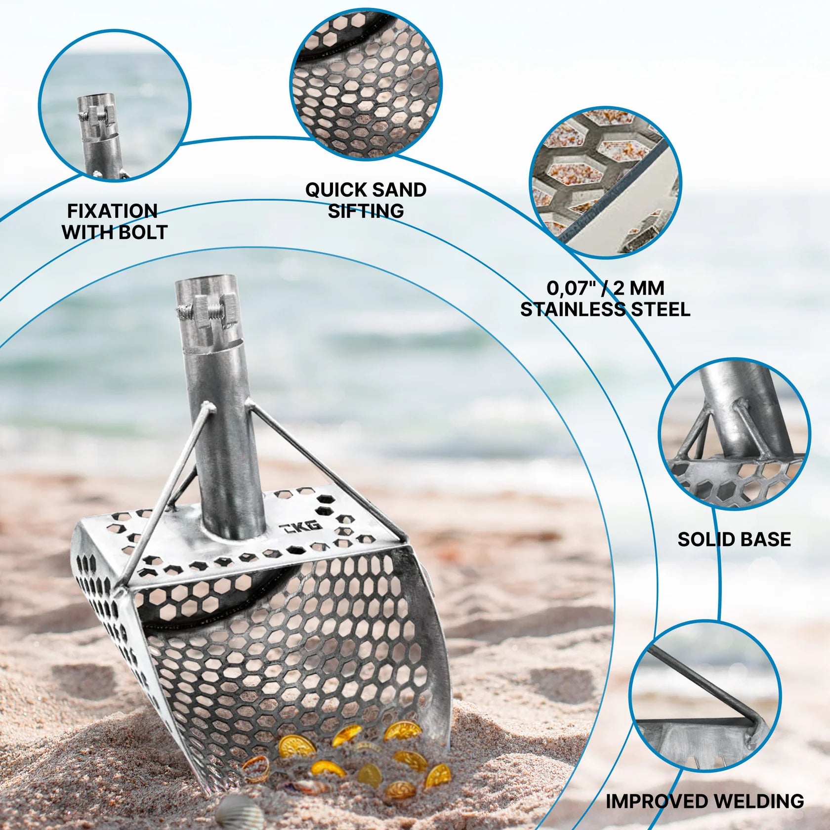 CKG 9x6 Stainless Steel Sand Scoop