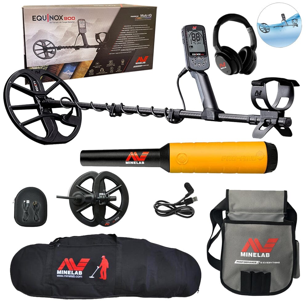 Minelab Equinox 900 with Pro-Find 20 Pointer, Carry Bag, and Finds Pouch