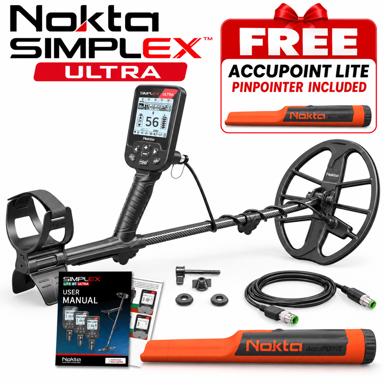 Nokta Simplex ULTRA Metal Detector with FREE AccuPOINT LITE Pinpointer - Holiday Promotion
