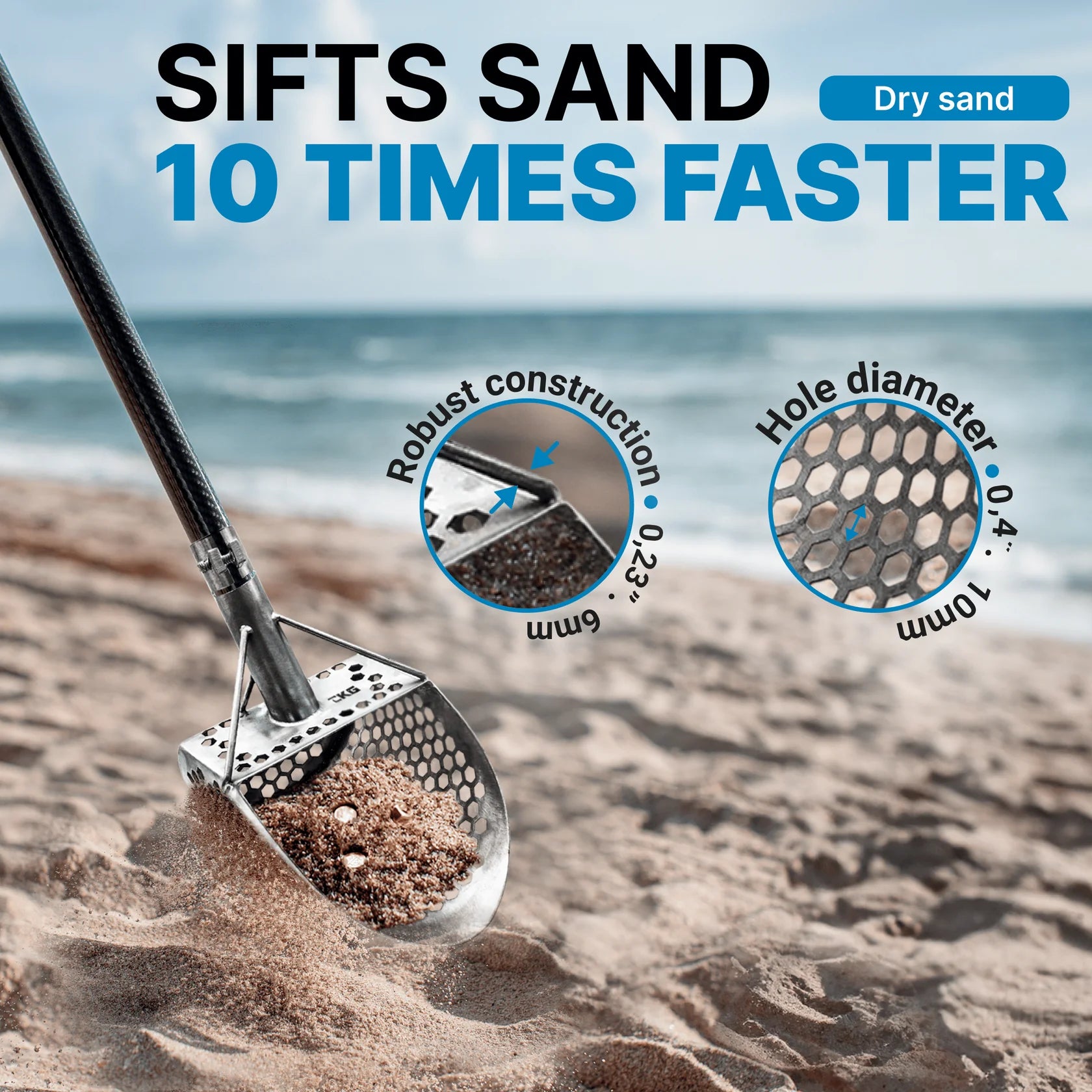 CKG 9x6 Stainless Steel Sand Scoop