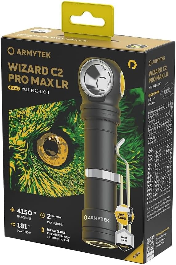 Armytek Wizard C2 Pro Max Magnet USB White Rechargeable Headlamp