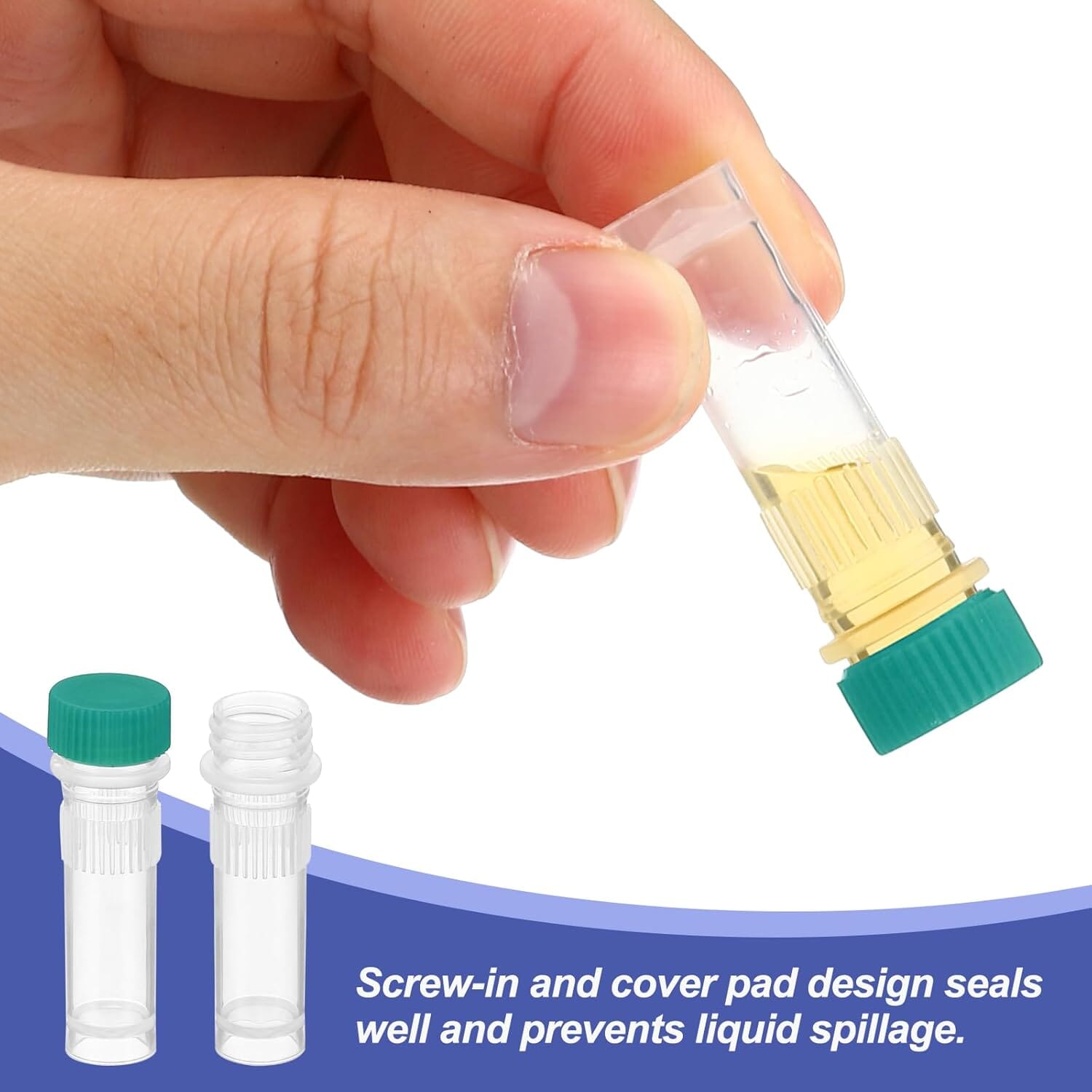 5 pack 1ml Plastic Vial, Self Standing  Vial Screw Top for Gold, Small Gems, Specimens