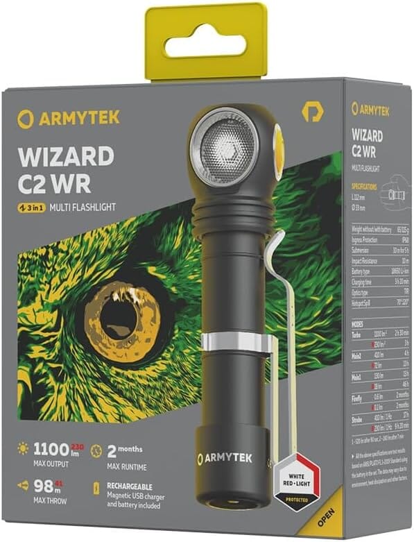 Armytek Wizard C2 WR Magnet USB White & Red Rechargeable Headlamp