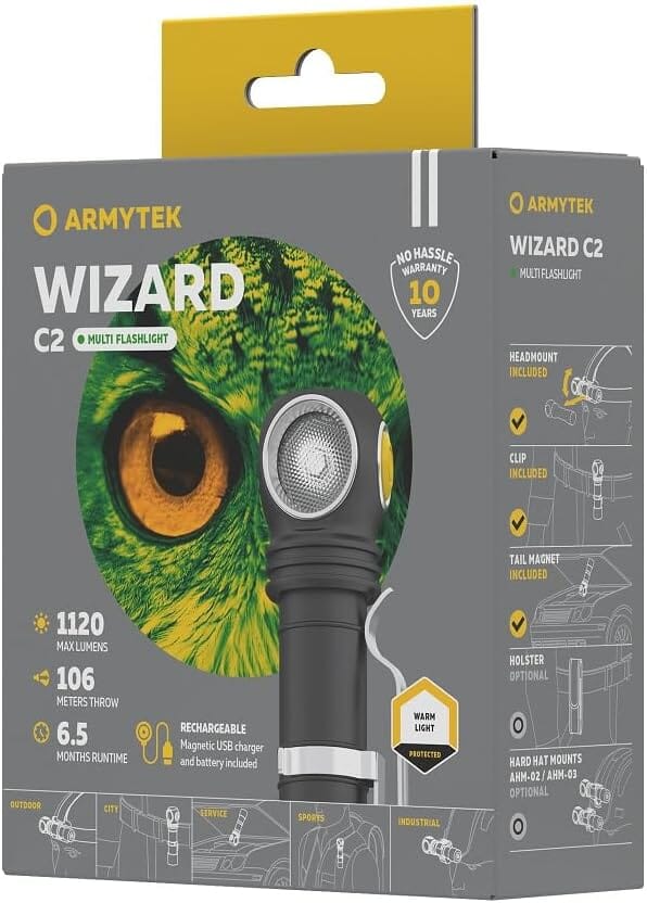 Armytek Wizard C2 Magnet USB Warm Rechargeable Headlamp