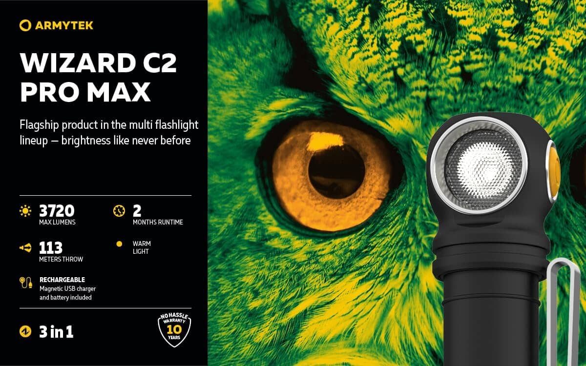 Armytek Wizard C2 Pro Magnet USB Warm Rechargeable Headlamp