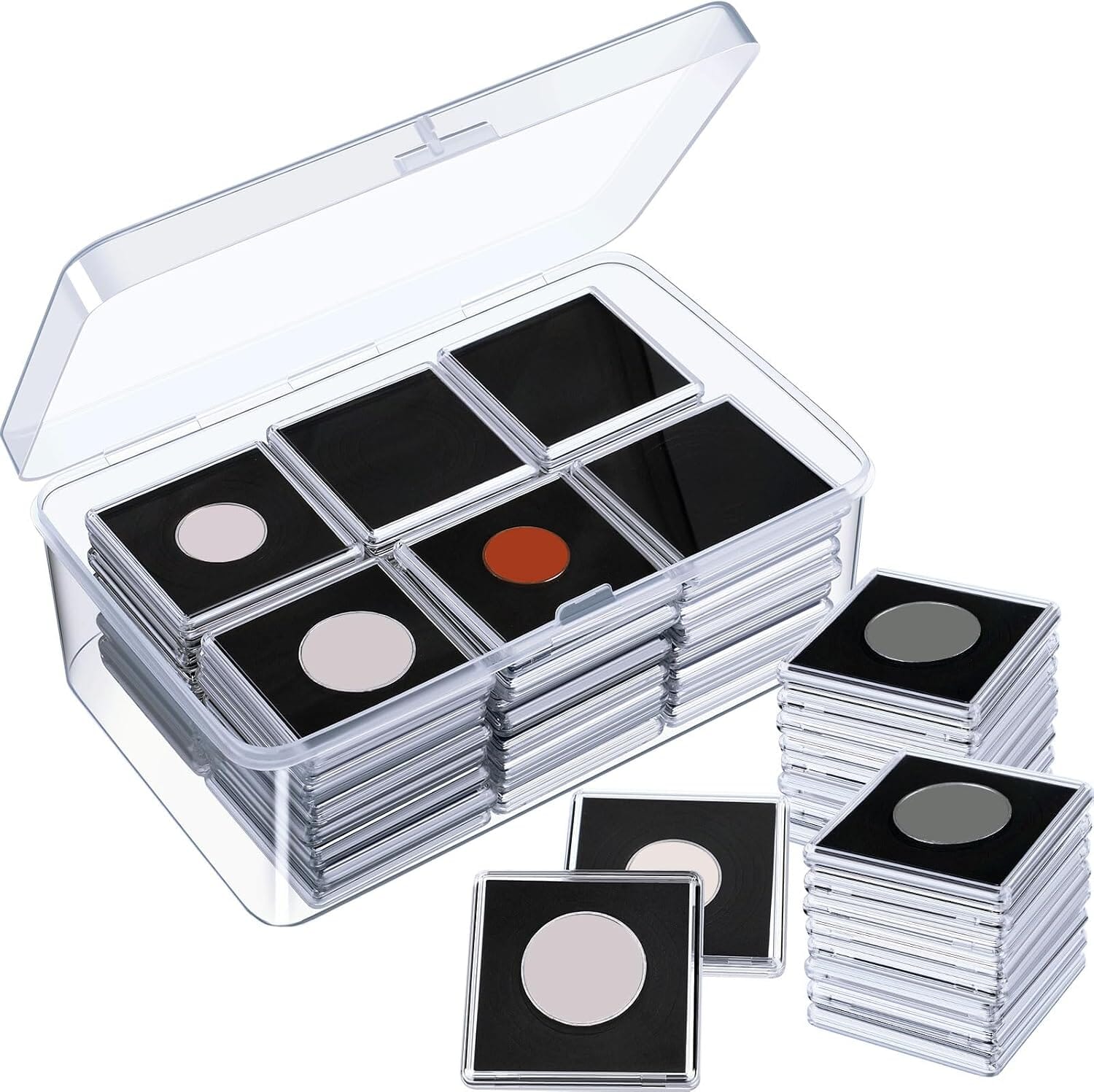 High Plains 50-Piece Adjustable Coin Holder Set with Organizer Box
