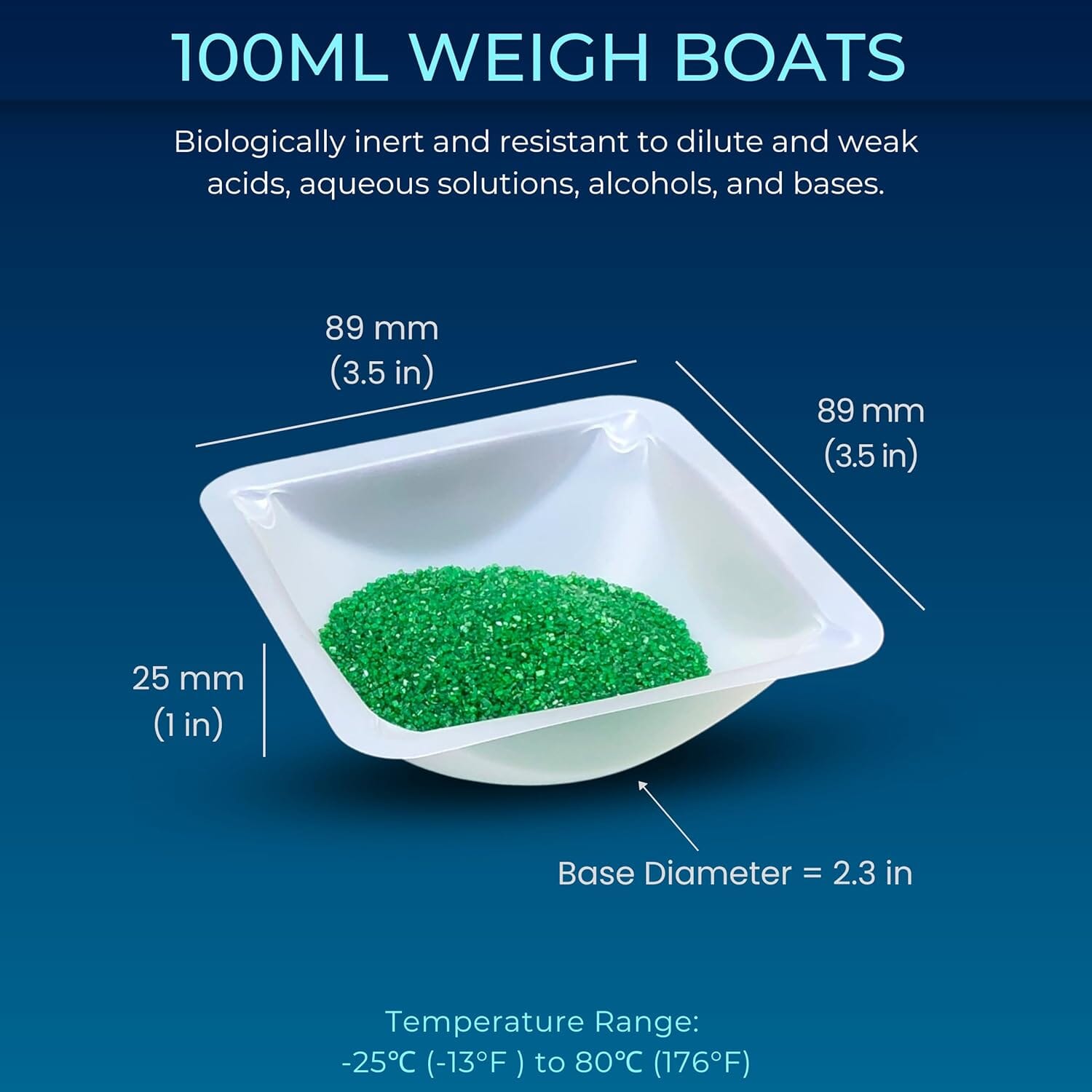 Medium Weigh Boats (100mL, 125-Pack) | Anti-Static Disposable Weighing Trays
