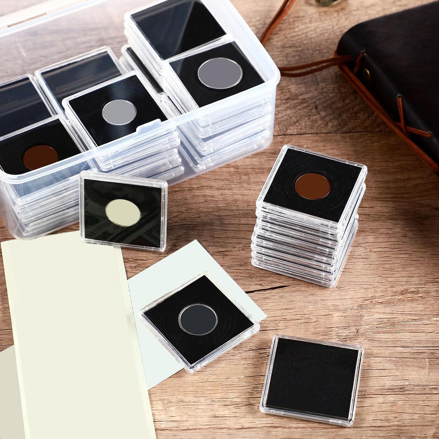 High Plains 50-Piece Adjustable Coin Holder Set with Organizer Box