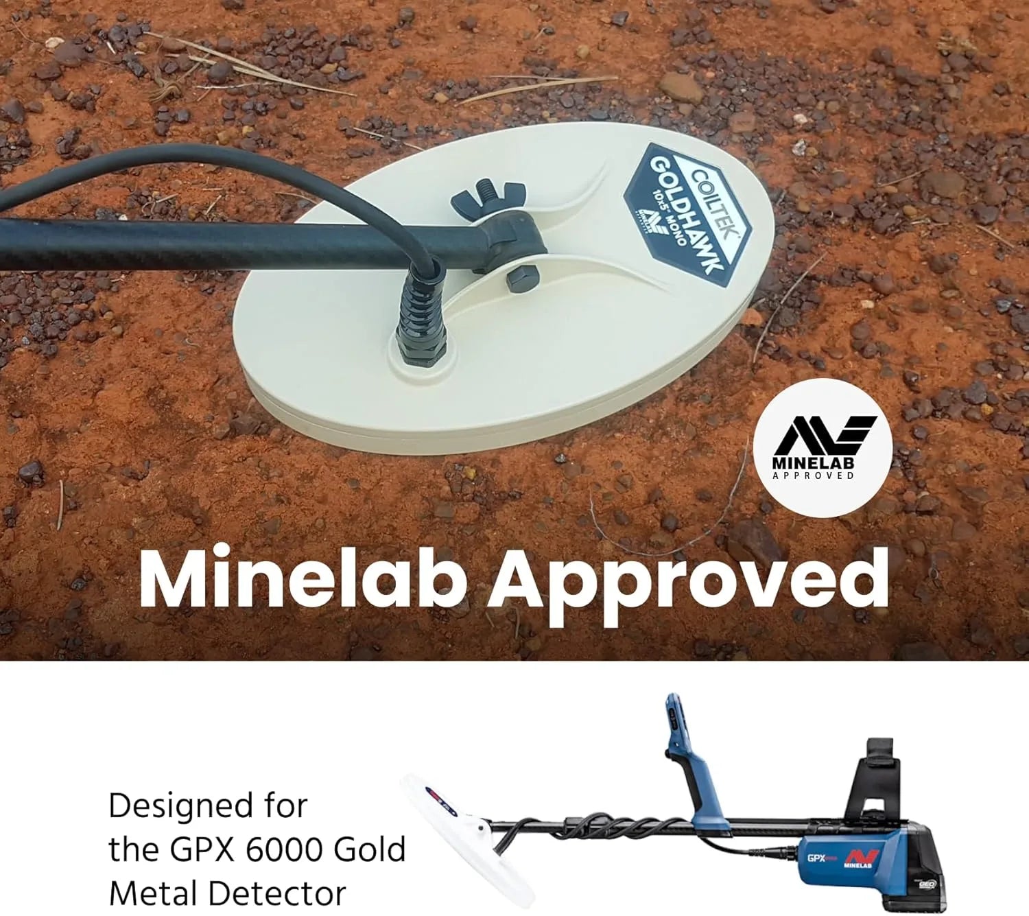 Coiltek Goldhawk 14″ x 9″ MONO Search Coil for Minelab GPX 6000 Metal Detector