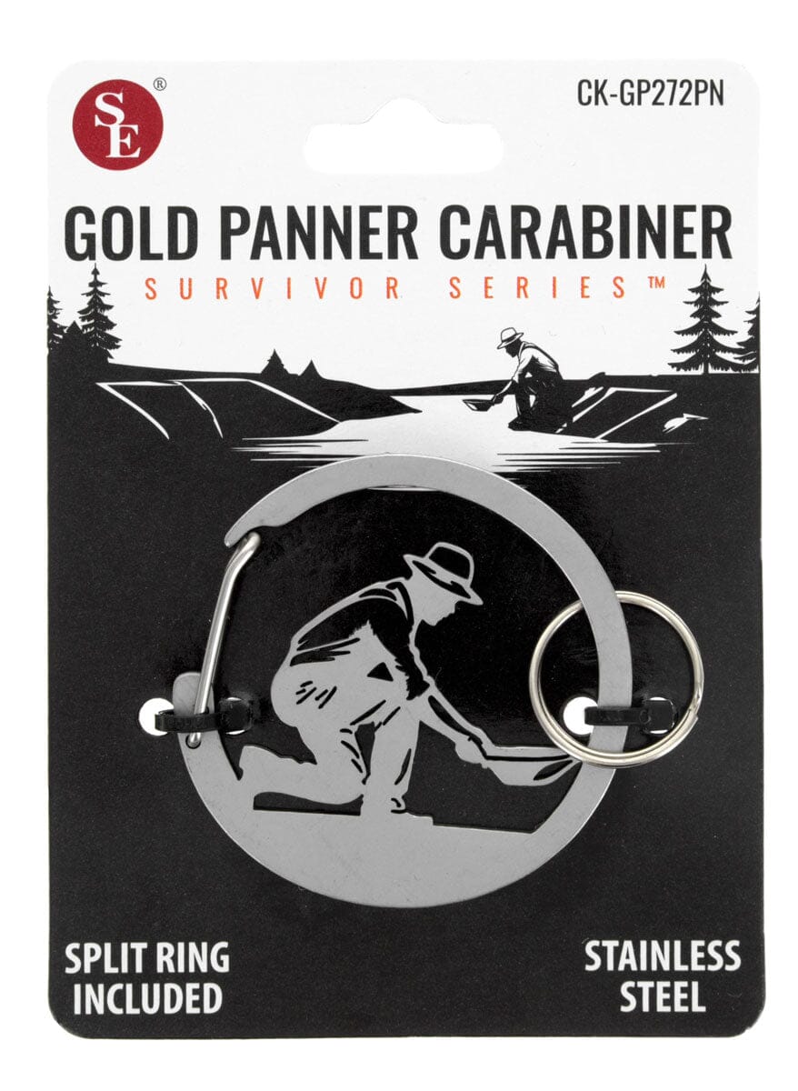 Gold Panning Stainless Steel Carabiner with Split Ring Dia 2" x 2"