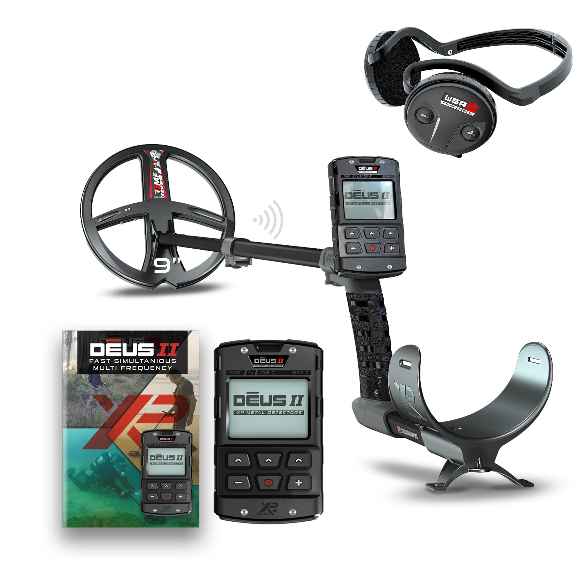 XP DEUS II Metal Detector with 9 inch FMF Coil, Remote & WS6 ST Headphones