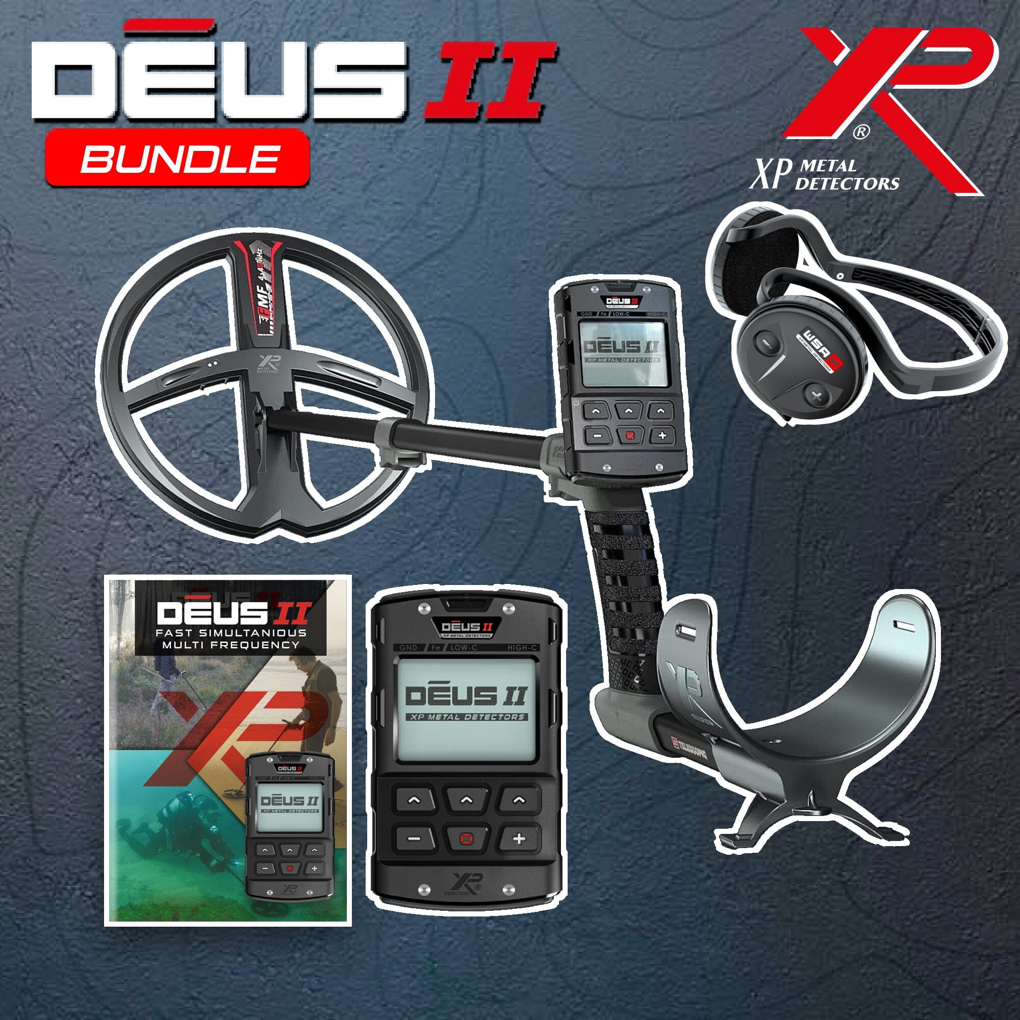 XP DEUS II Metal Detector with 11 inch FMF Coil, Remote & WS6 ST Headphones
