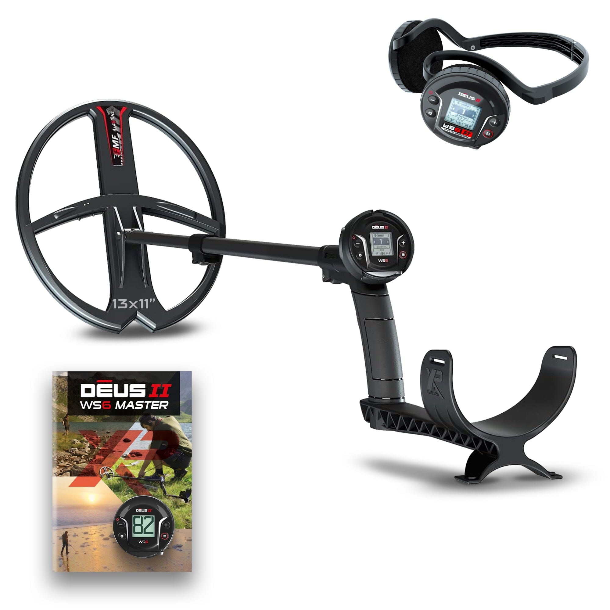 XP DEUS II WS6 Stereo Headphones Master Metal Detector with FMF Coil Options - 13x11" FMF Coil