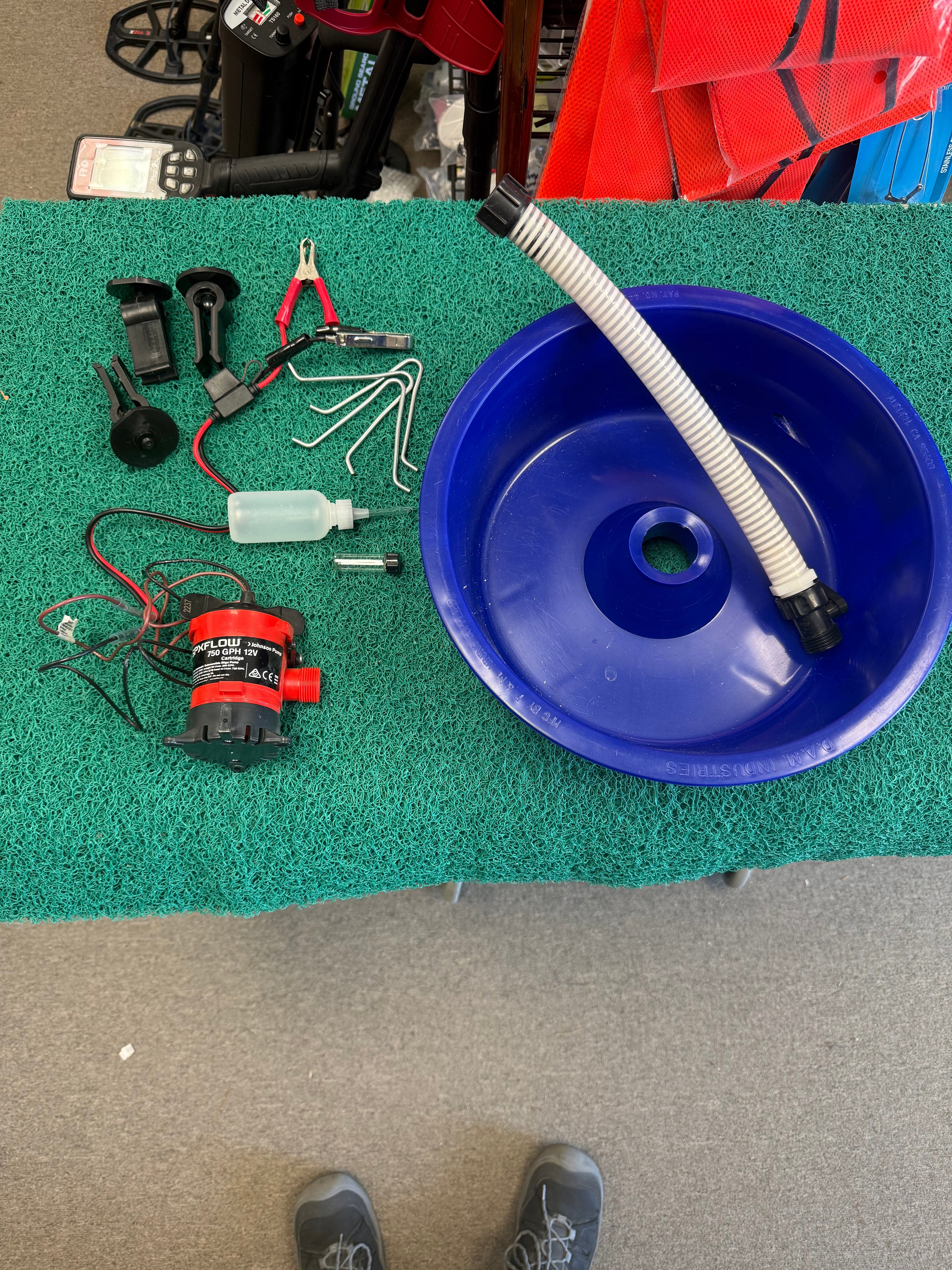 Used - Blue Bowl Plumbed with Leg Levelers and Free Junior Snuffer Bottle and 1oz Glass Vial