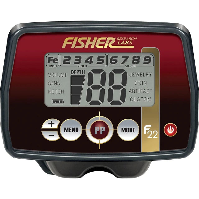Fisher F22 Metal Detector with 9 inch Waterproof Search Coil