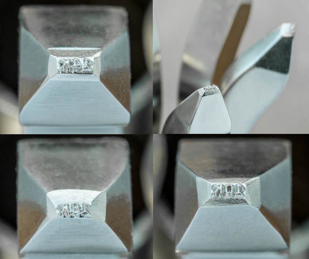 6Pc Precious Metals & Ring Marking Stamp Set with Stand & Hammer - 10k, 14k, 18k, SS, Platinum, Ster