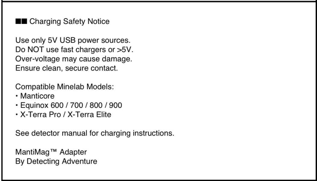 MantiMag™ Magnetic Charging Adapter for Minelab (USB‑C)