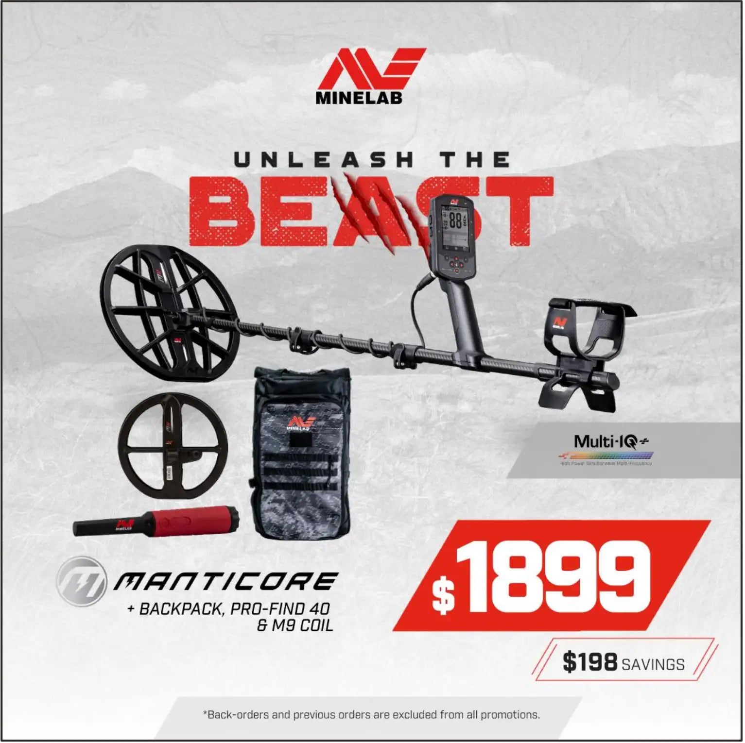 Minelab MANTICORE + PRO-FIND 40 + M9 Coil + Backpack Bundle