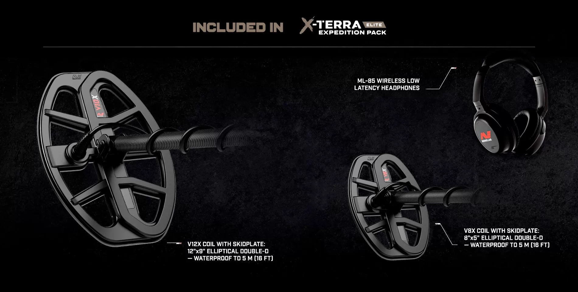 Minelab X-Terra Elite Expedition Pack with Two Coils V8X, V12X Minelab X-Terra Elite Expedition Pack with Two Coils V8X, V12X