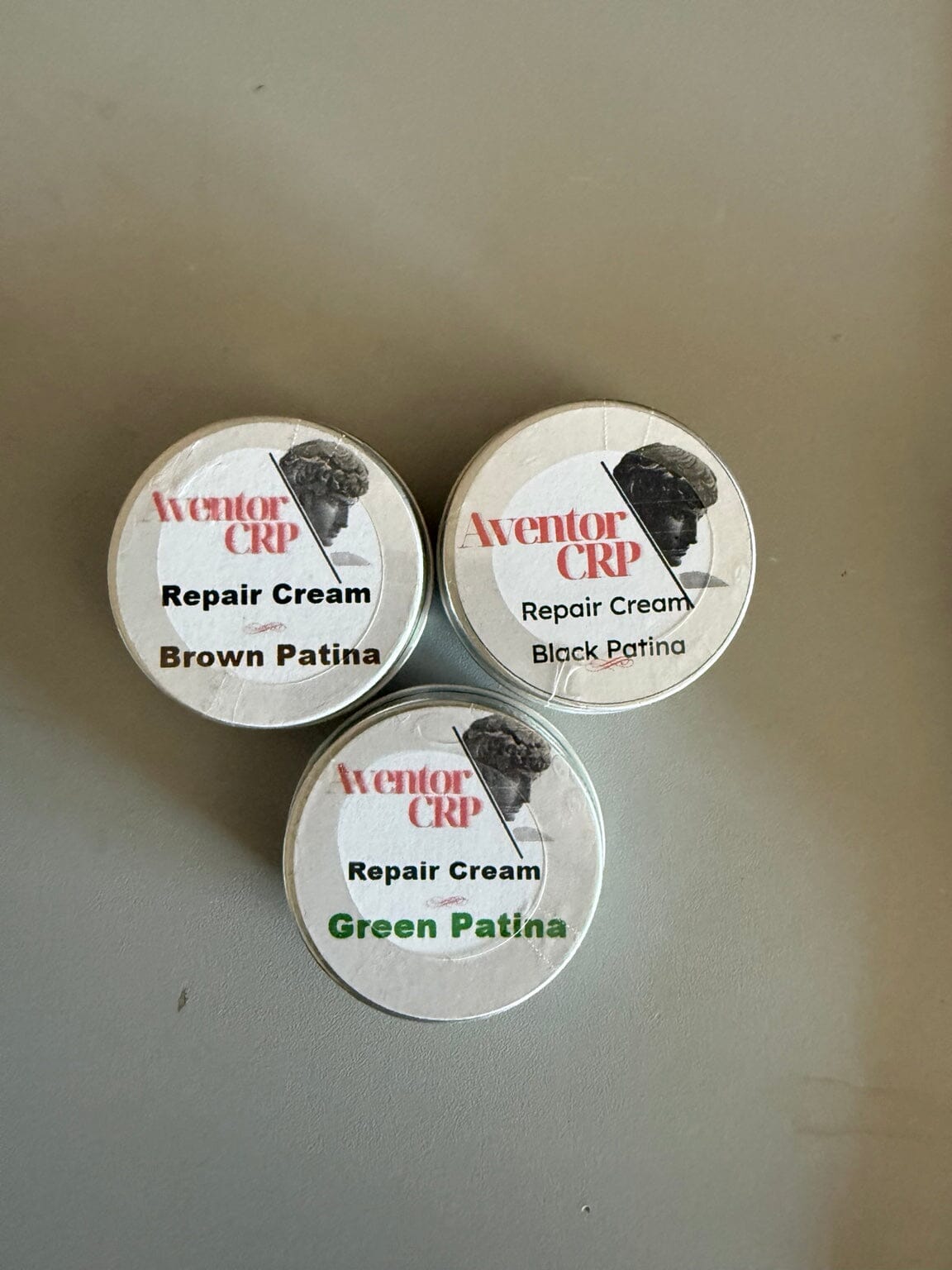 Aventor CRP Patina Repair Cream complete 3-pack with brown black and green