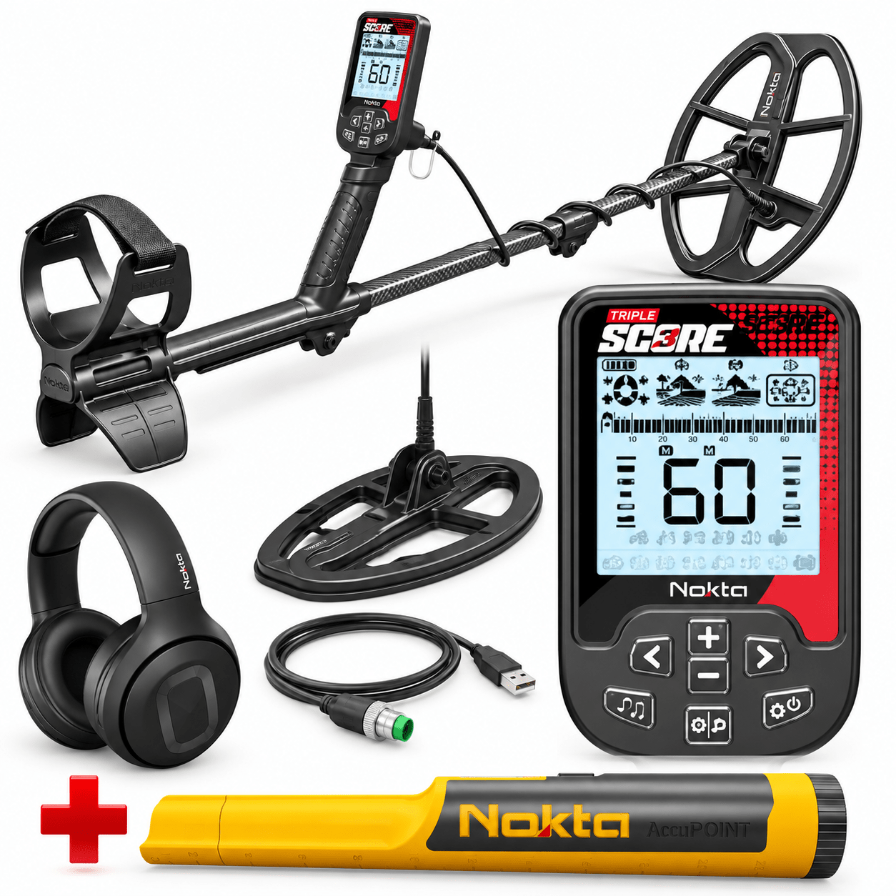 Nokta Triple Score Pro Pack with 2 Coils, Wireless Headphones and AccuPOINT Waterproof Pin Pointer