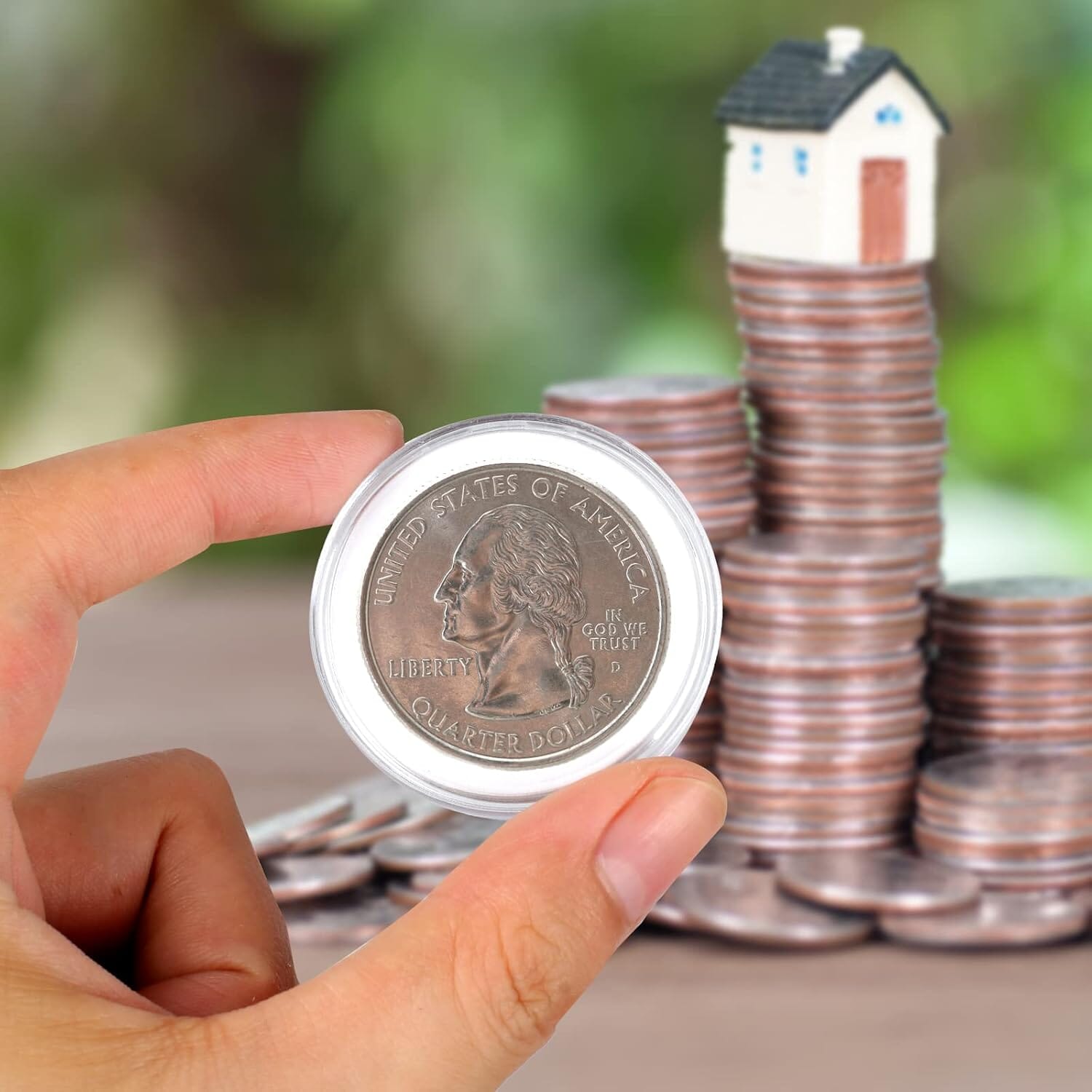 Clear High Plains coin capsule holding a collectible quarter