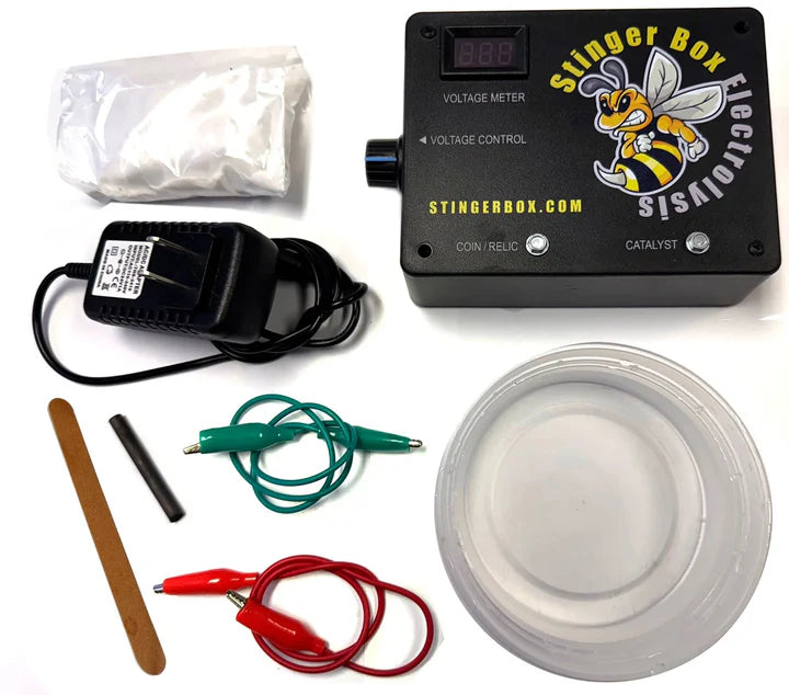***REDUCED PRICE, RETURNED UNUSED*** Killer B Stinger Box Electrolysis System – Complete Relic & Coin Cleaning Kit