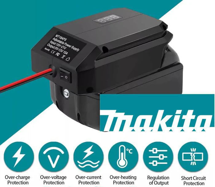 20V to 12V Step Down Converter, Adjustable for Dewalt, Milwaukee, Hitachi (Battery NOT included)