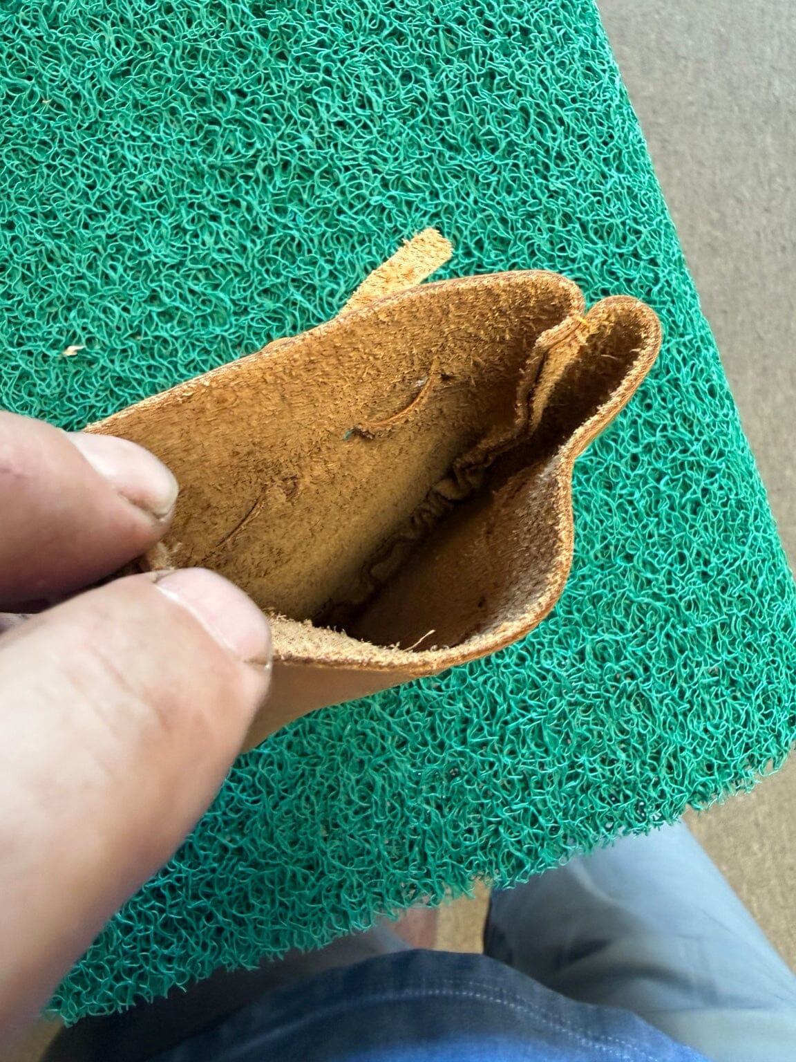 Doc's Nugget Stalker cowhide pouch interior