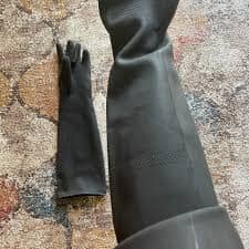 24" Black Rubber Gloves For Gold Panning,Texturized Palm Grip
