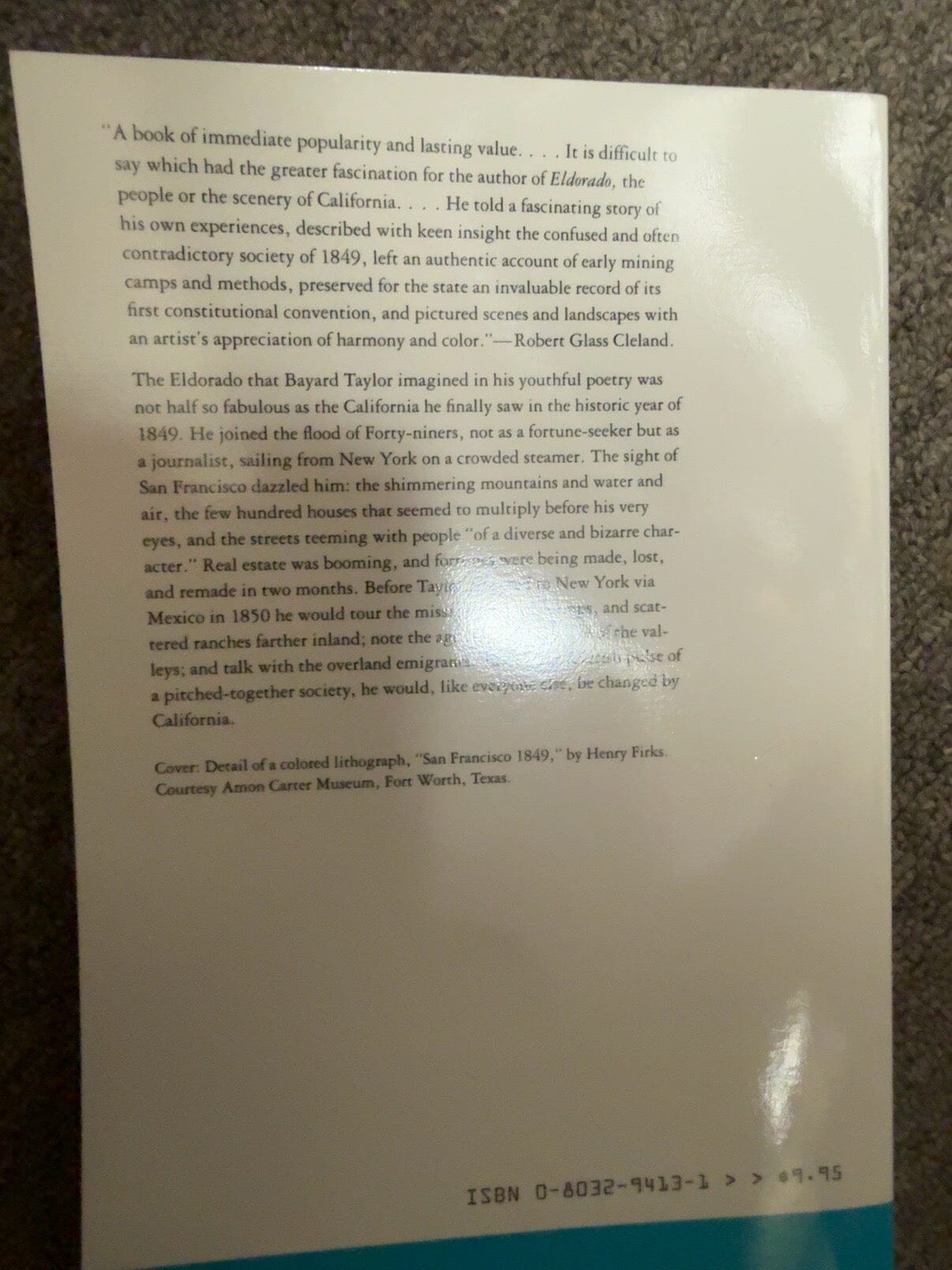 El Dorado by Bayard Taylor back cover