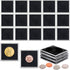 Adjustable clear square coin holder displaying collectible coin