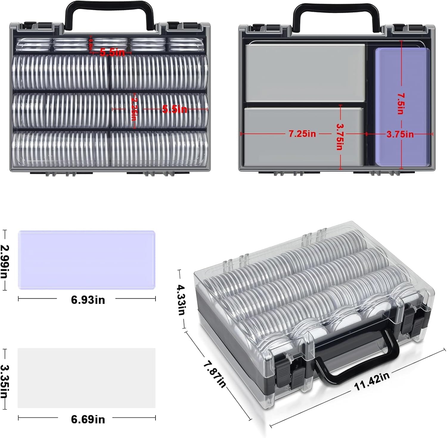 Double-sided coin and currency organizer case