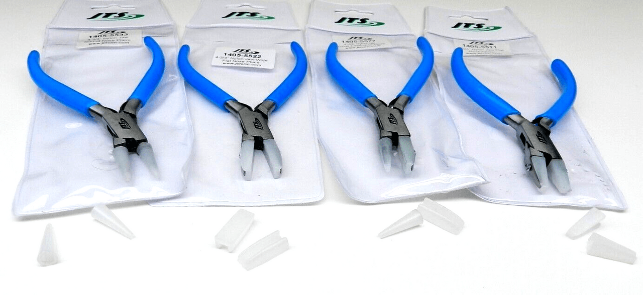 Spring-return nylon jaw jewelry and craft pliers