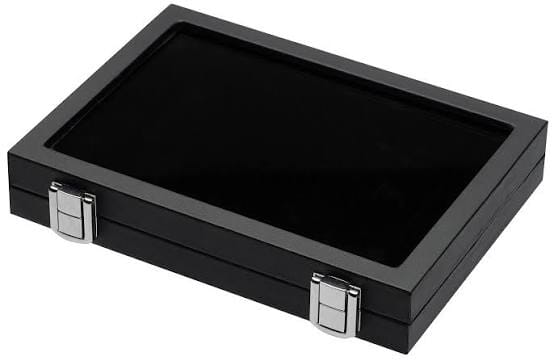 Glass Top Relic, Artifact, & Jewelry Display Box with Metal Hinges (14-1/2" x 8-1/8" x 3")