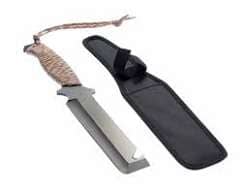 12" Black Full Tang Hunting Knife with Gut Hook, 4" Saw Spine, Desert Camo Paracord-Wrapped Handle & Nylon Sheath