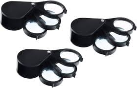 15x Triple Lens Folding Pocket Magnifier (5x, 5x, 5x) 1-1/4" Lens