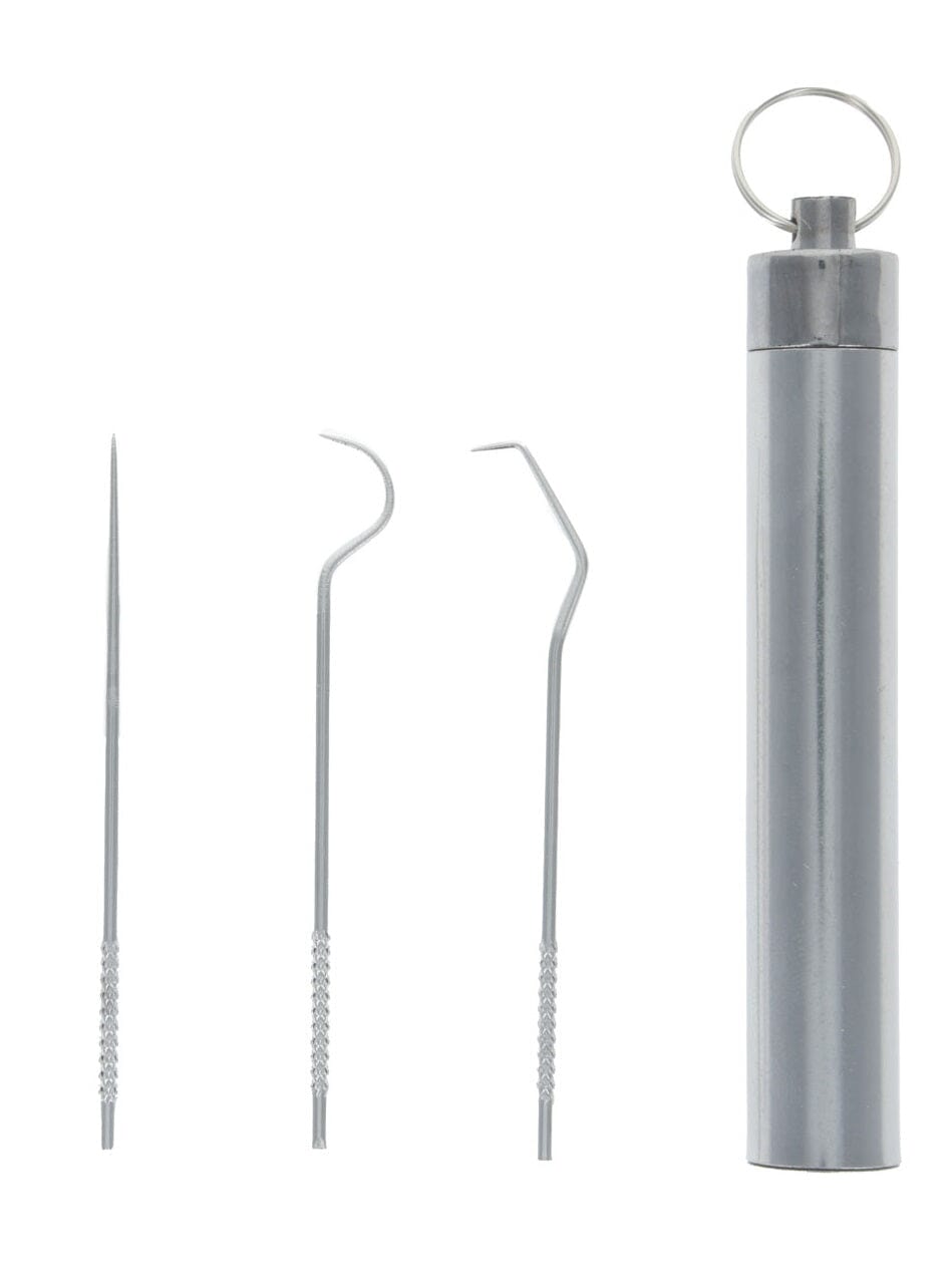 Mini pick set for cleaning relics with storage container.