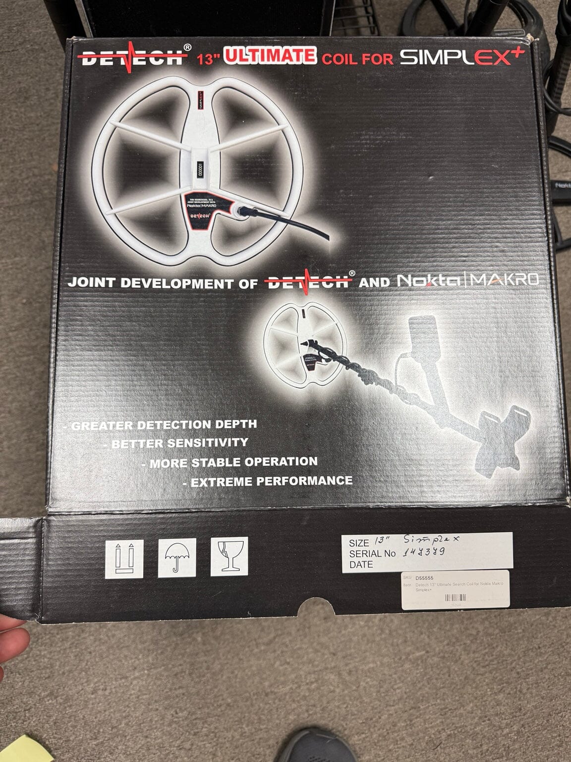 Detech 13 inch Ultimate Simplex Plus coil box label