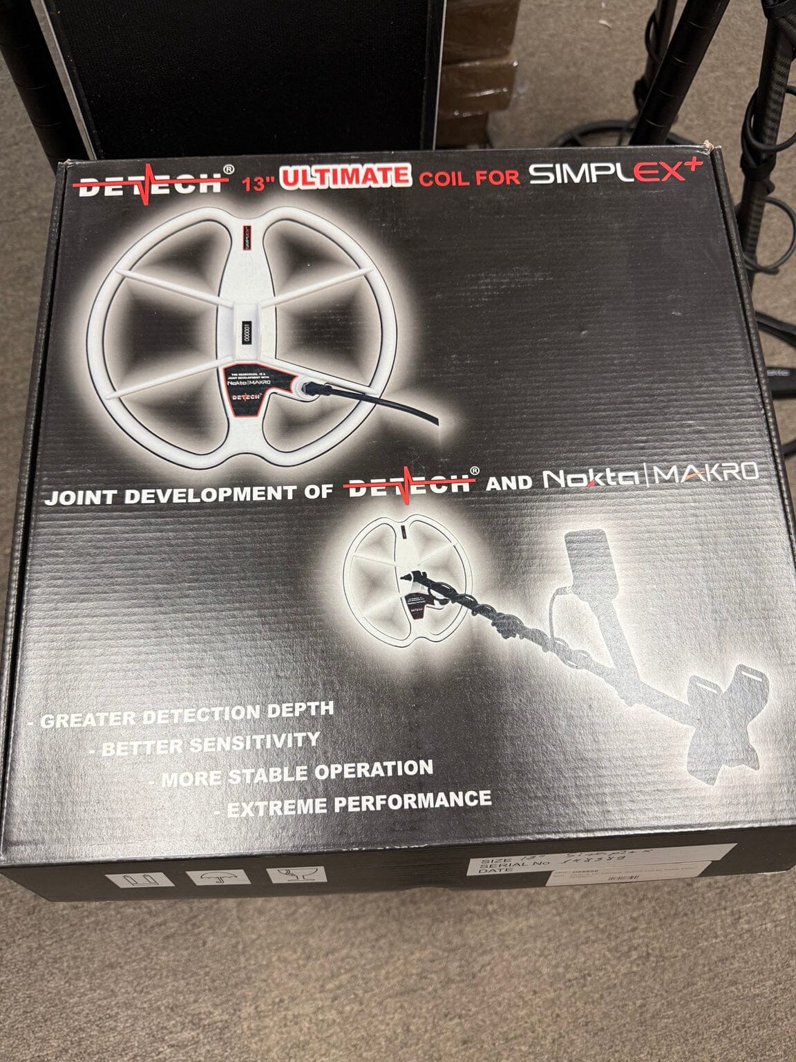 Open box Detech 13 inch Ultimate coil for Nokta Makro Simplex Plus original box
