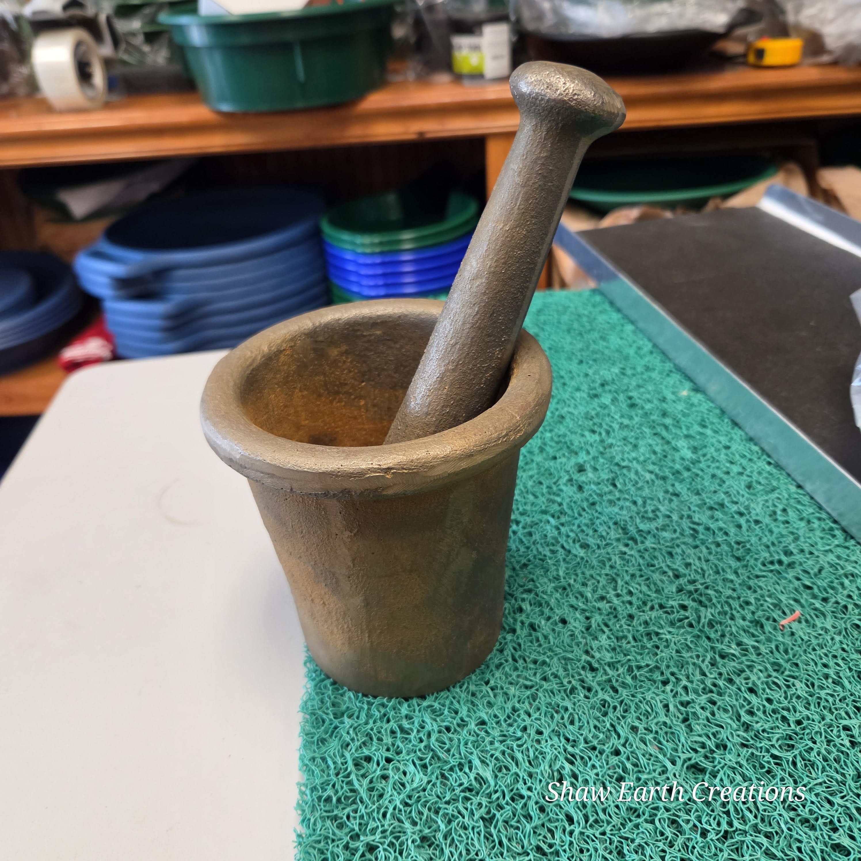 ***REDUCED PRICE, USED***  Heavy-Duty Cast Iron Mortar &amp; Pestle – 1 Pint Capacity (8 lb Total Weight)