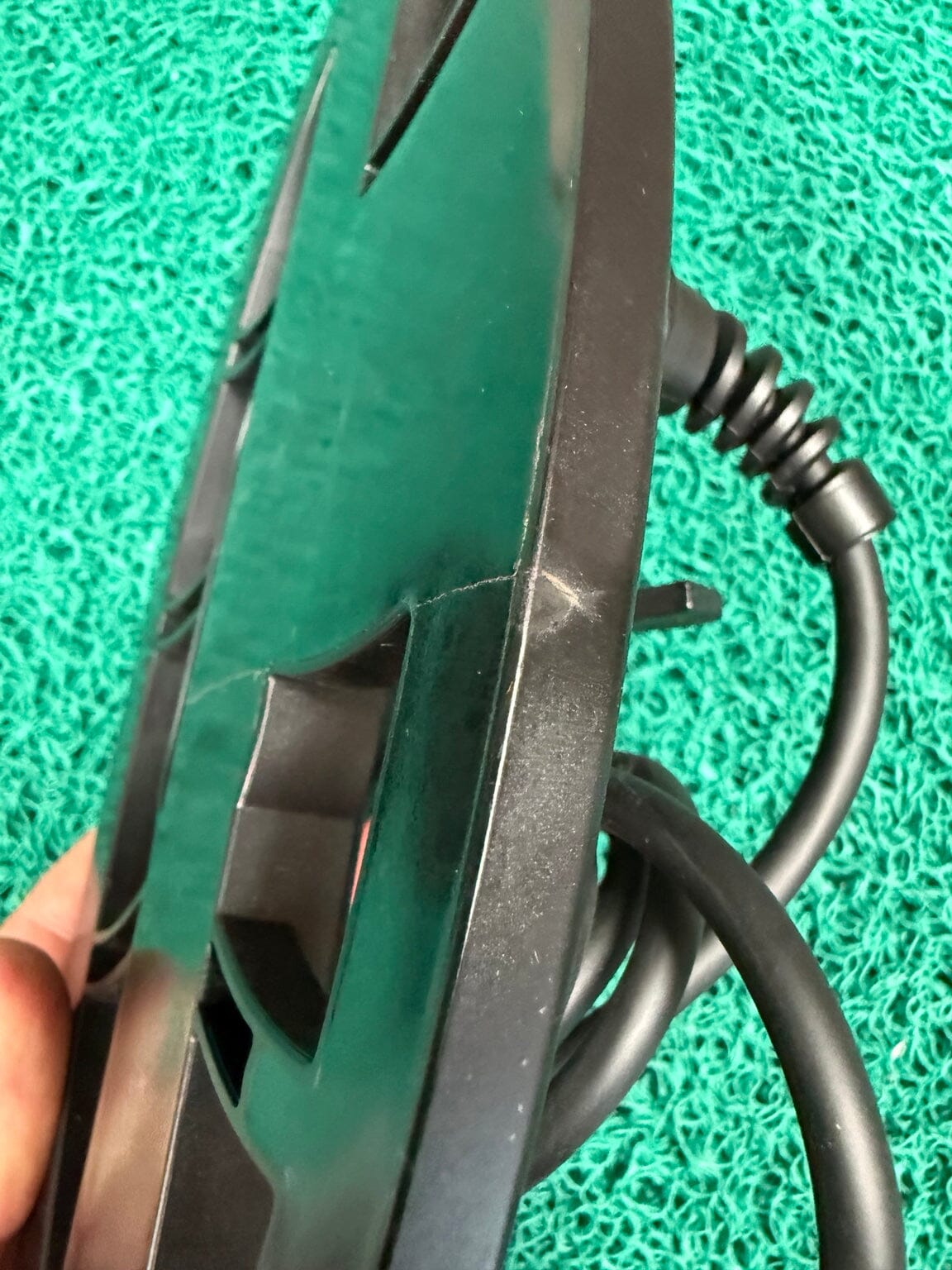 Used Coiltek metal detector search coil showing shipping damage