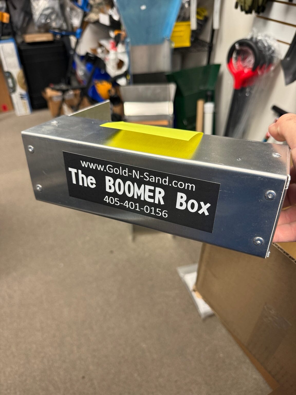 Used Gold-N-Sand Boomer Box floor model with manufacturer label
