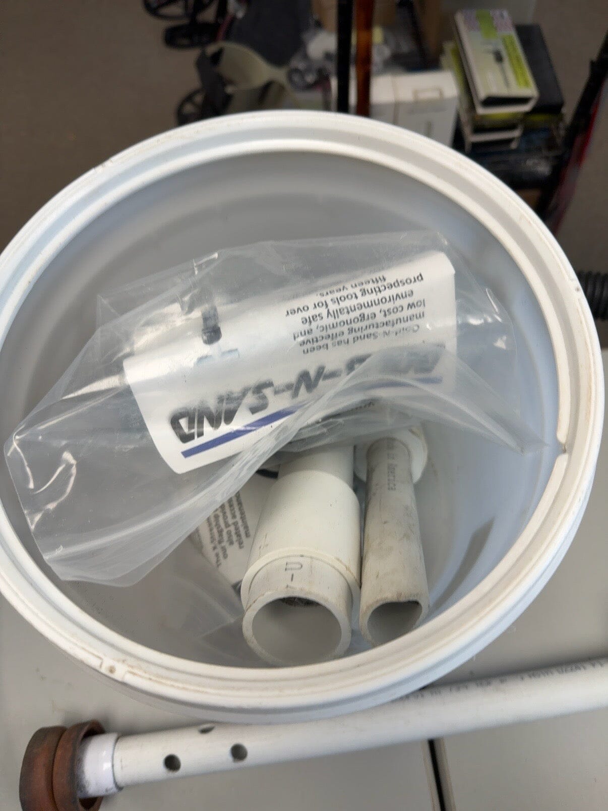 Gold-N-Sand bucket with prospecting accessories and instructions