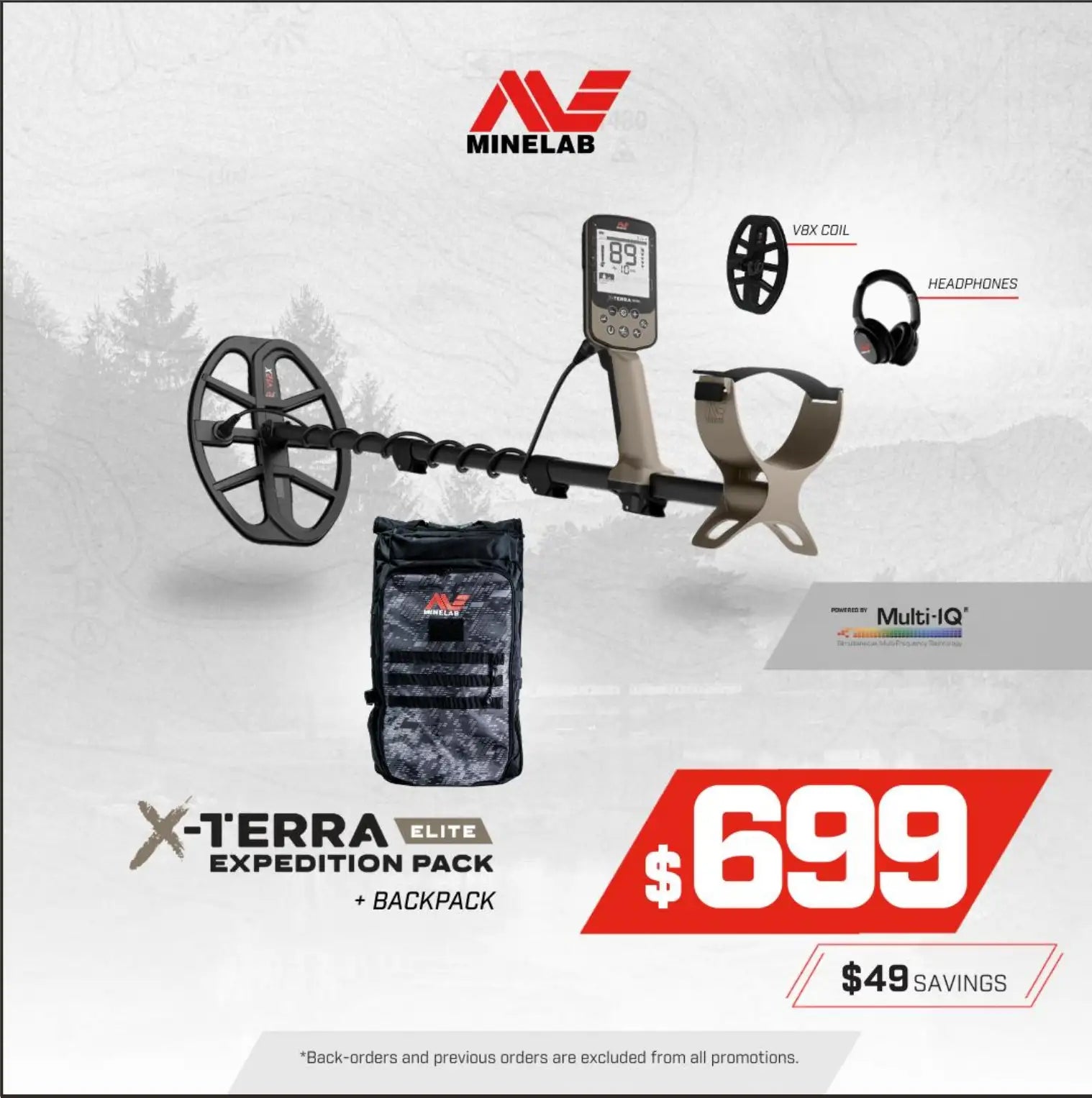 Minelab X-TERRA ELITE Expedition Pack + Backpack Bundle