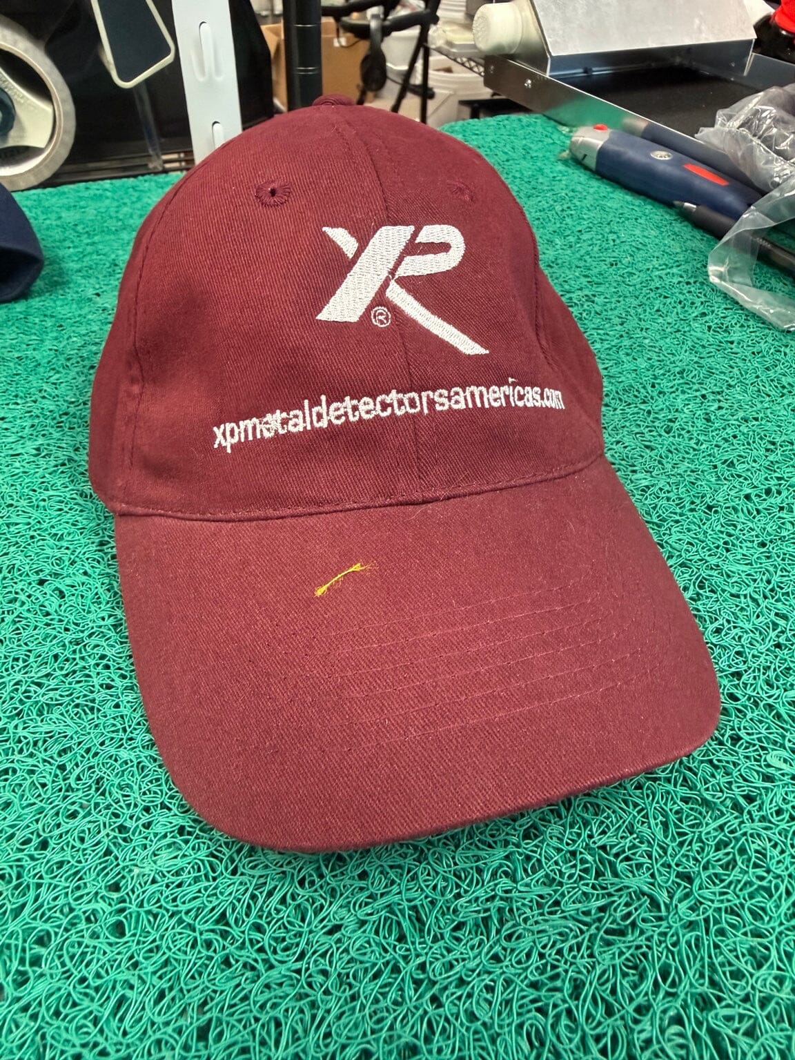XP Metal Detectors Americas maroon embroidered hat front view