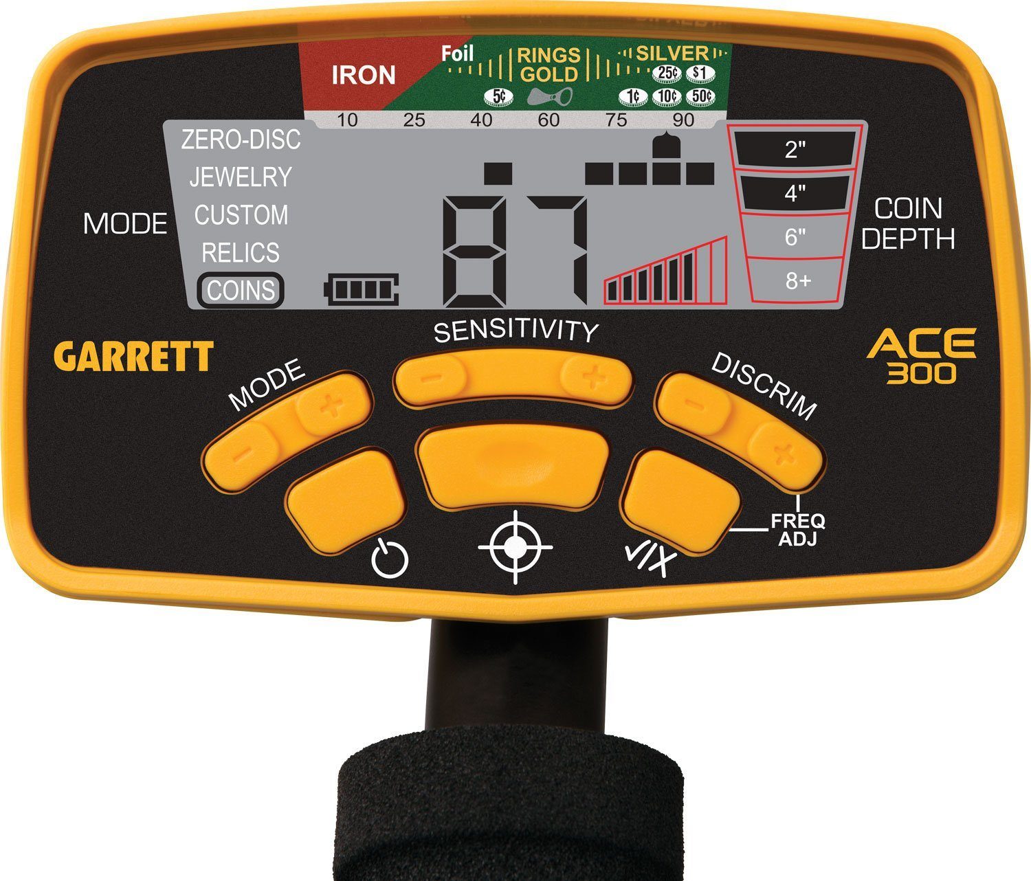 Garrett Ace 300 Metal Detector with Garrett Treasure Digger & Plastic Sand Scoop